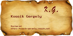 Kossik Gergely névjegykártya
